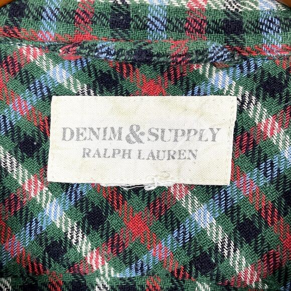 Denim & Supply Ralph Lauren Plaid Flannel Button Up Shirt Men's Large Heritage - Picture 10 of 11